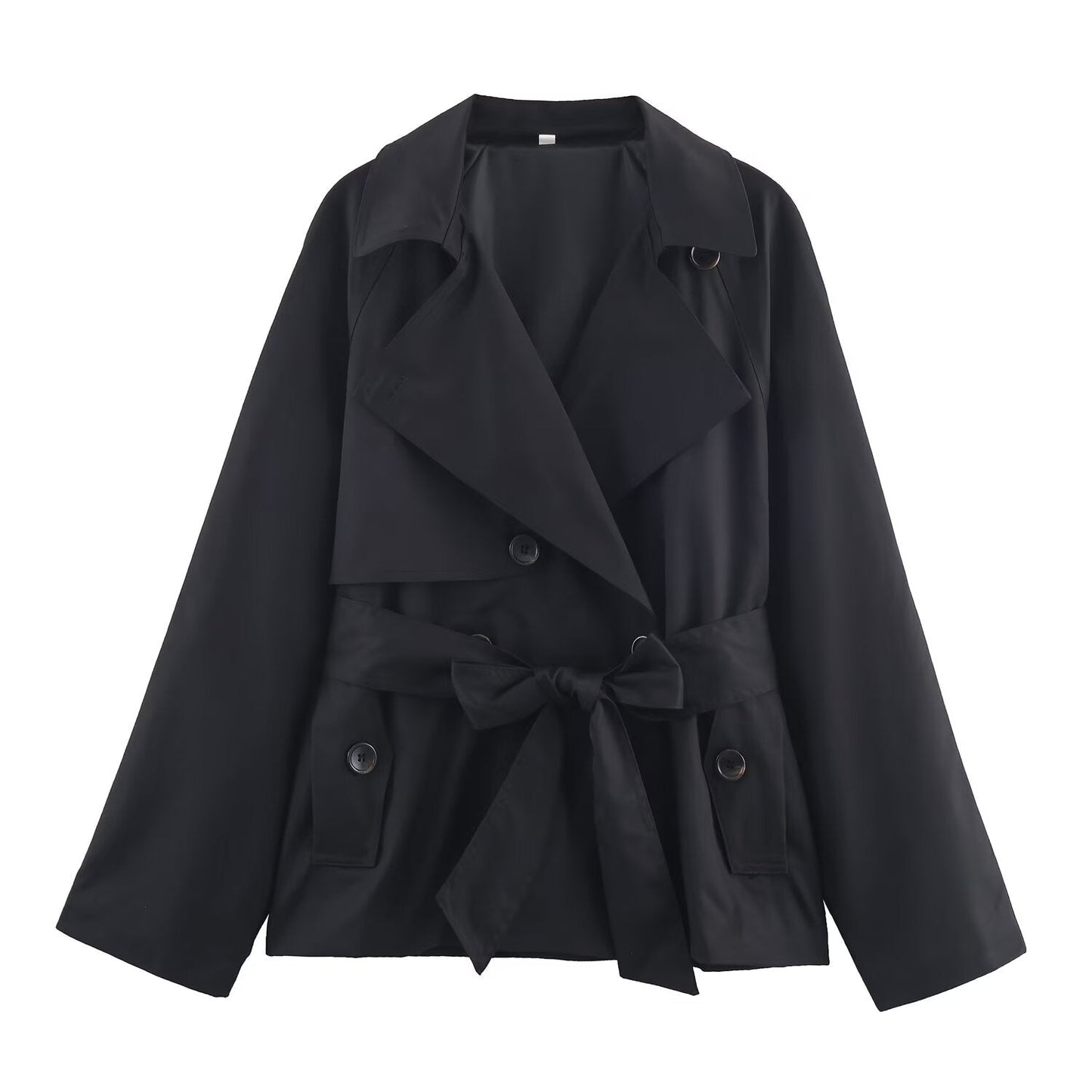Women's New Fashion With Belt Short Double breasted Windbreaker Coat