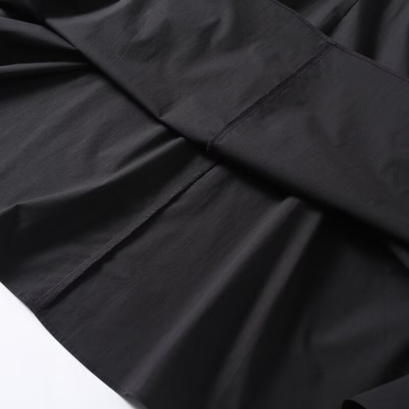 Women's waist Lace up decoration pleated MIDI skirt