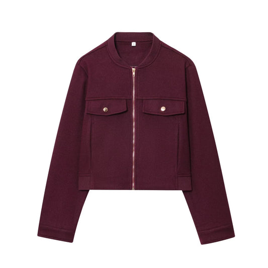 Women's 2025 fashion short soft texture long sleeved jacket Coat