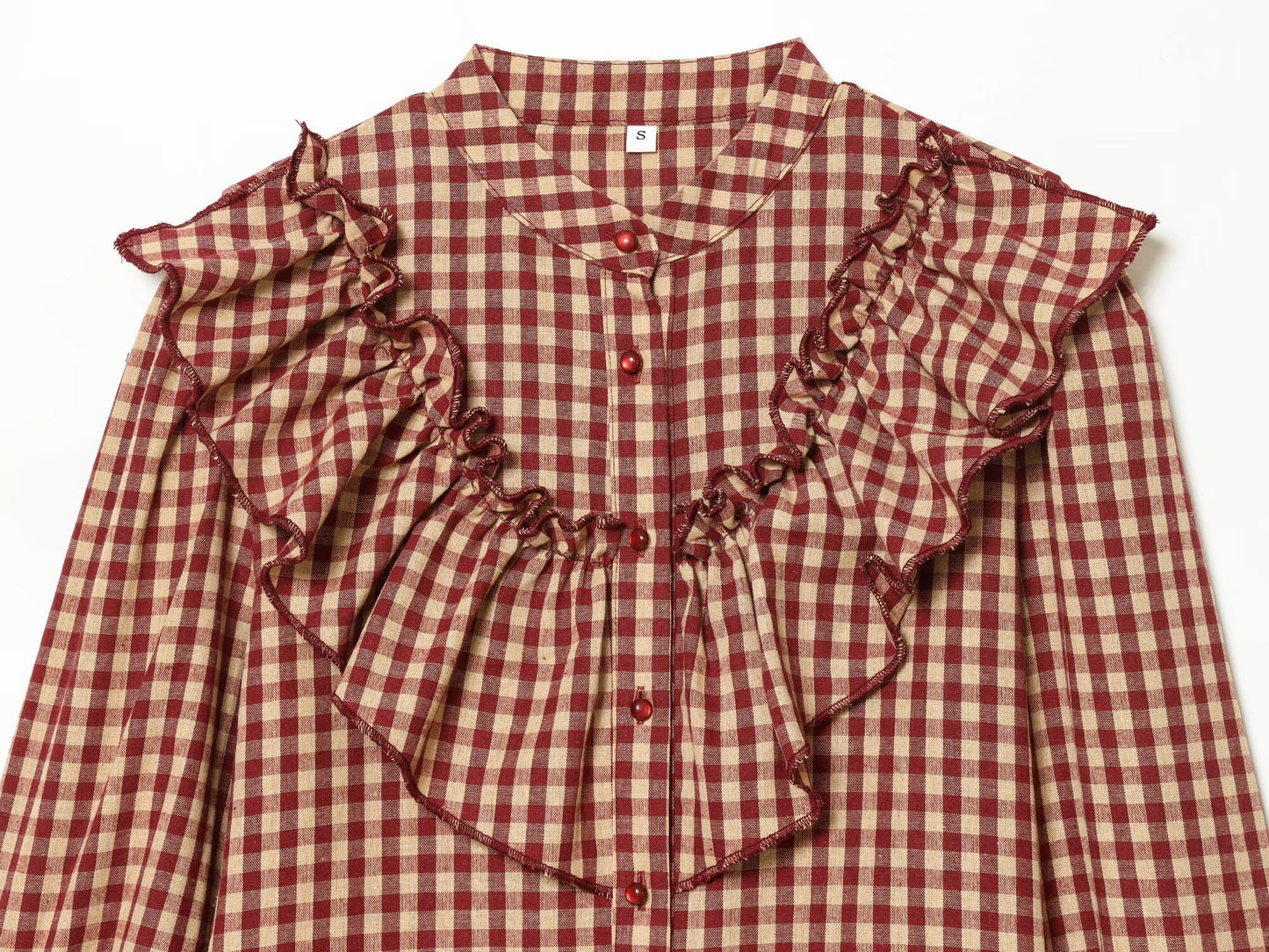 Women's layered decorative casual plaid shirt