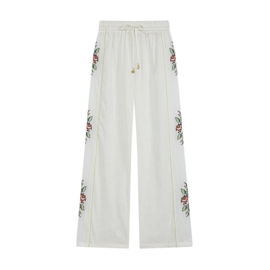 Women's side printed casual straight pants