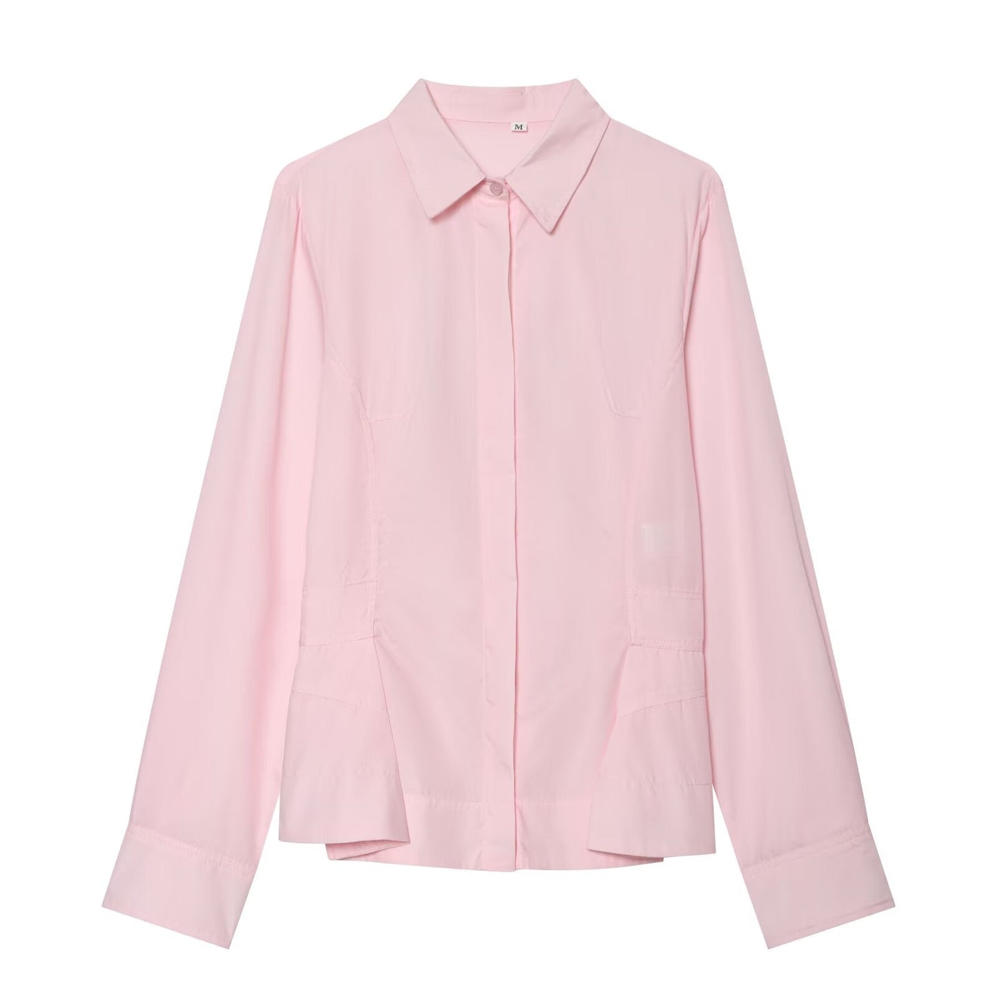 Women's short skirt style hemline poplin shirt