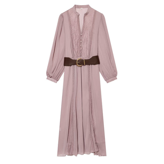 Women's patchwork waistband MIDI dress