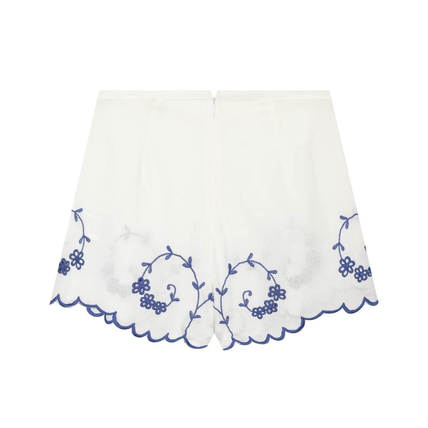 suit Women's 2 pieces linen blend embroidered top+Shorts