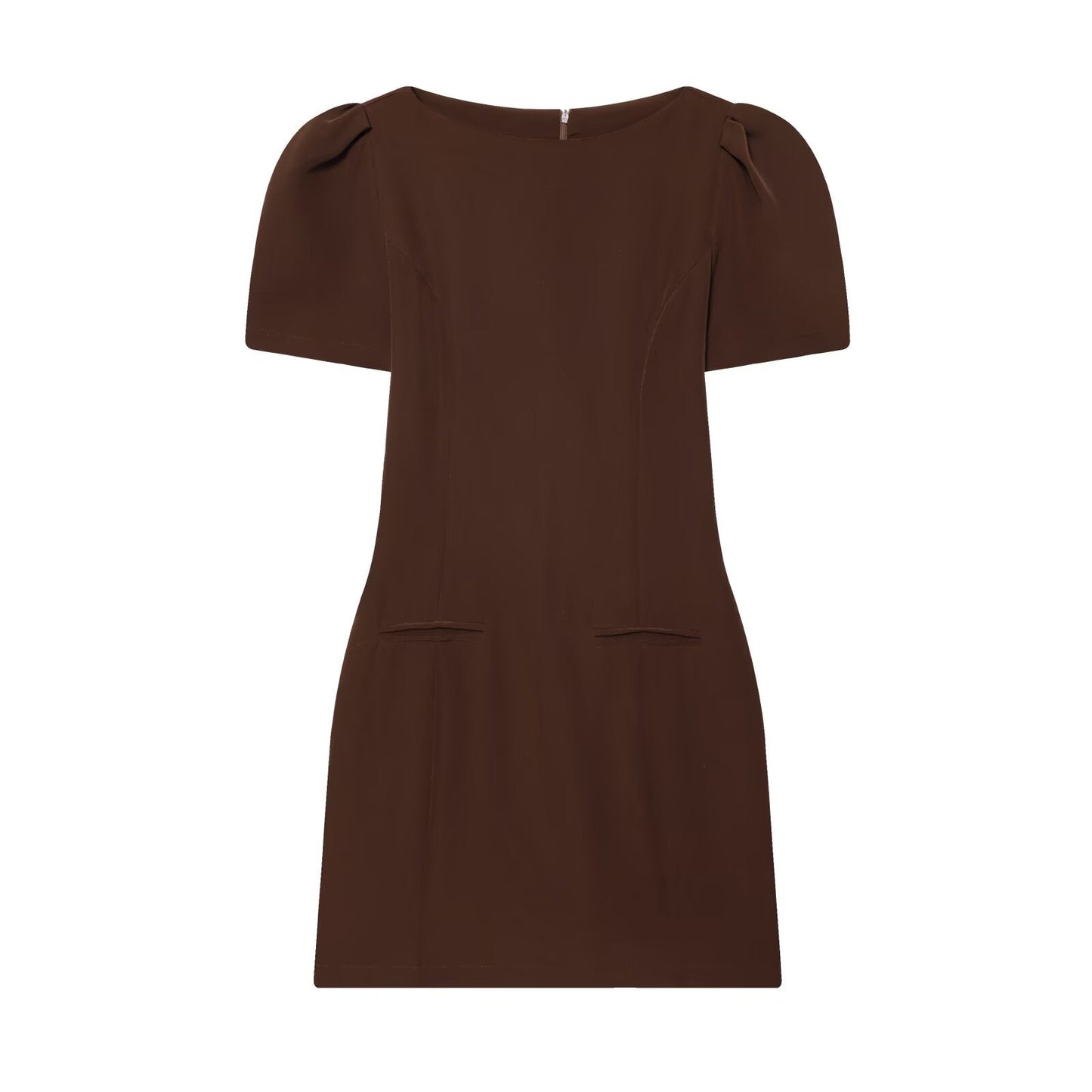 Women's black short sleeved pleated mini dress