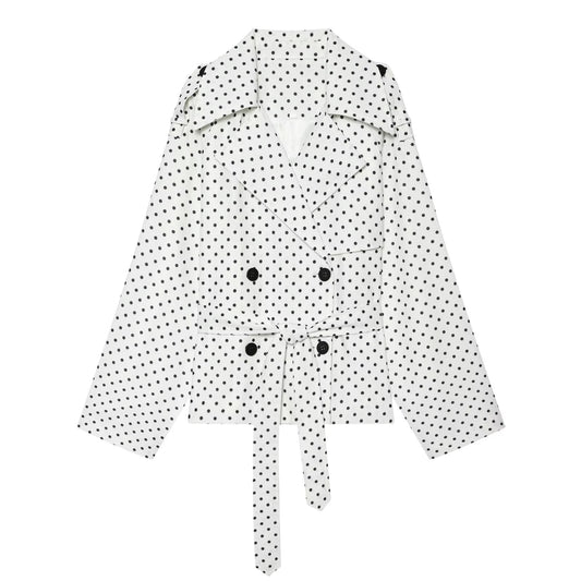 Women's with Belt polka dot windbreaker Coat
