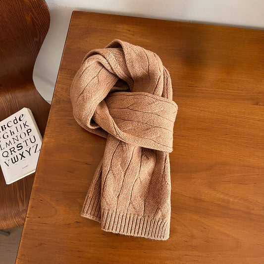 New warm retro embroidery knitted scarf
