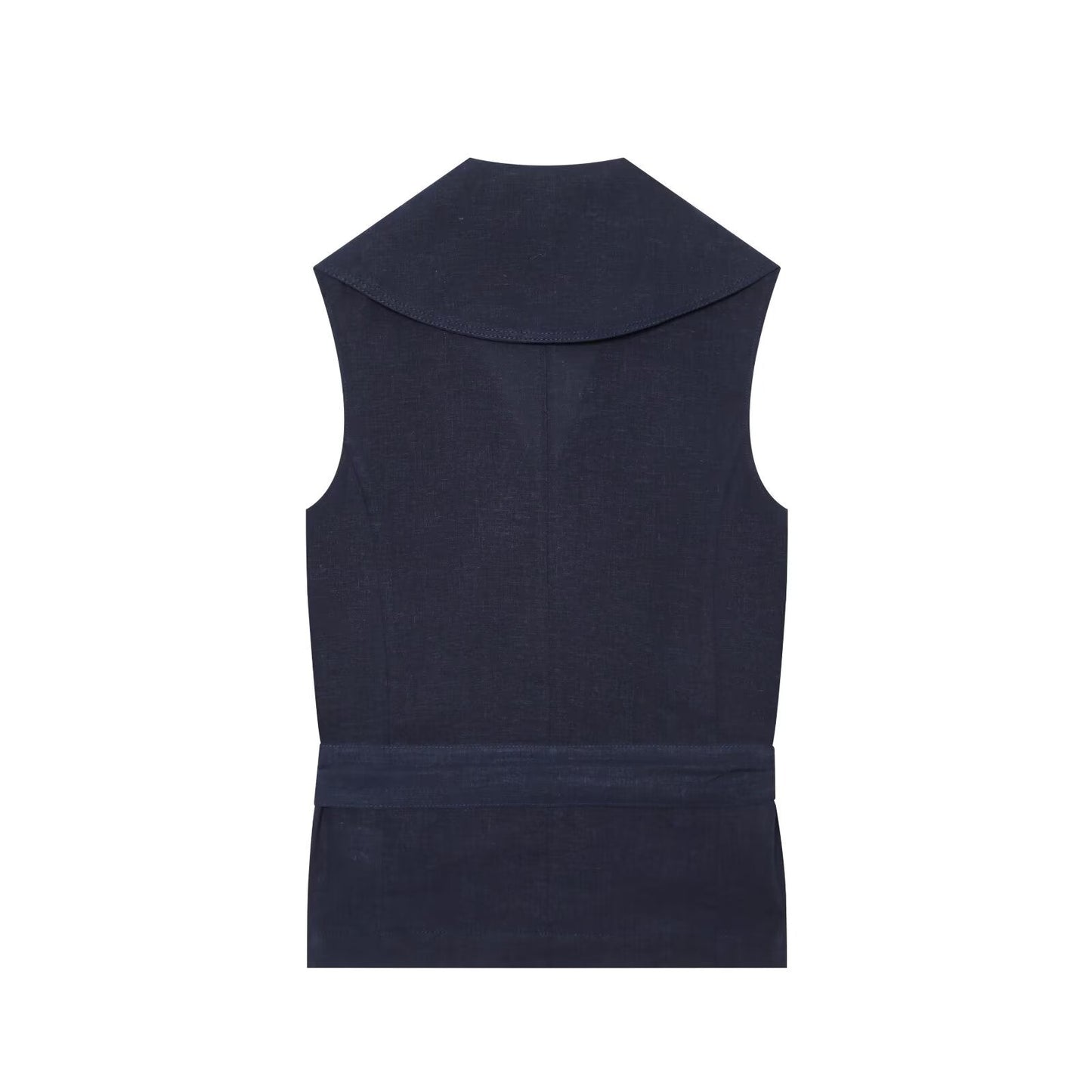 suit Women's 2 pieces with Belt linen blend vest+Long style casual shorts