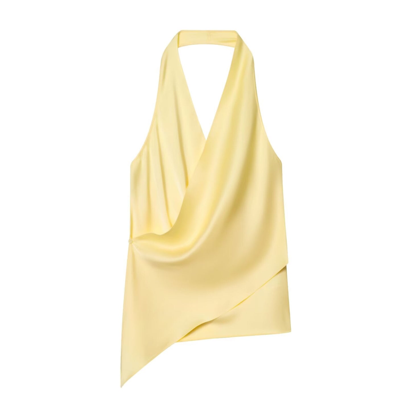 Women's Satin textured polka dot hanging neck top