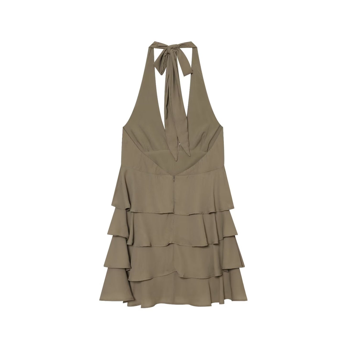 Women's layered decorative hanging neck mini dress