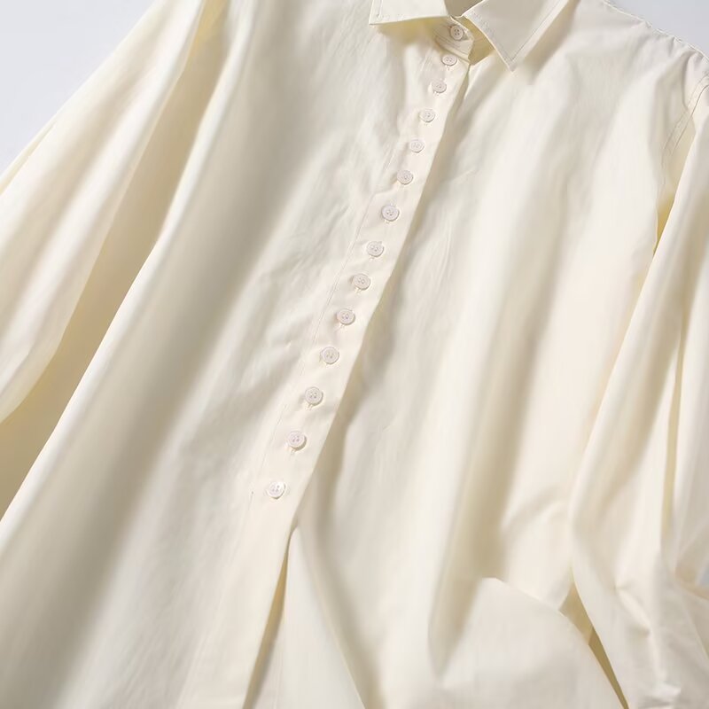 Women's casual Lapel long sleeved button up shirt