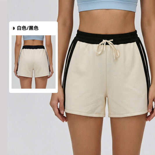 Women's 2026 new contrast drawstring loose casual shorts