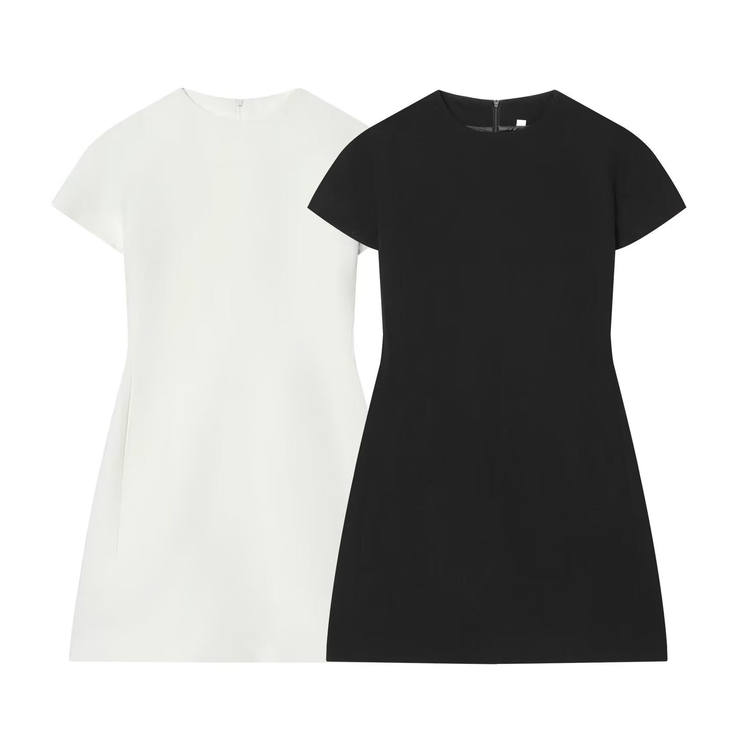 Women's slim O Neck short sleeved mini dress