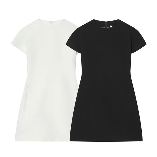 Women's slim O Neck short sleeved mini dress