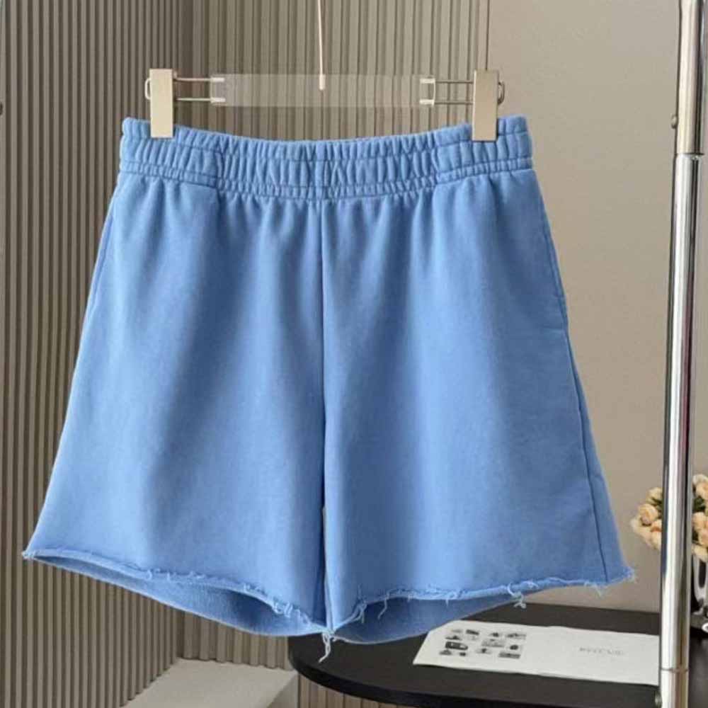 Women's new hem and burr casual washed cotton cropped shorts