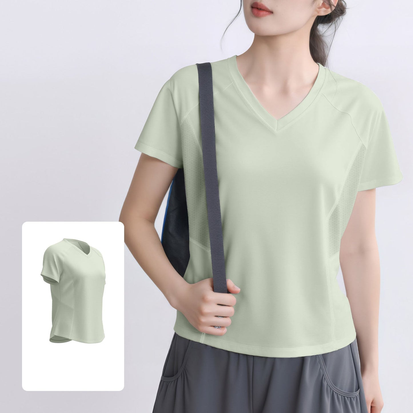 2026 women's new back mesh fitness running short sleeve T-shirt