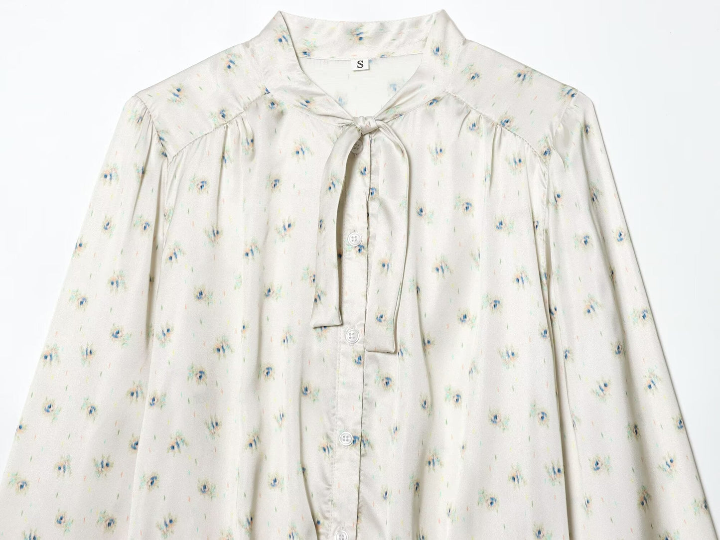 Women's bow decoration printed shirt