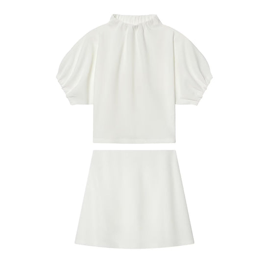 suit Women's 2 pieces pleated decorative knitted top+Skirts