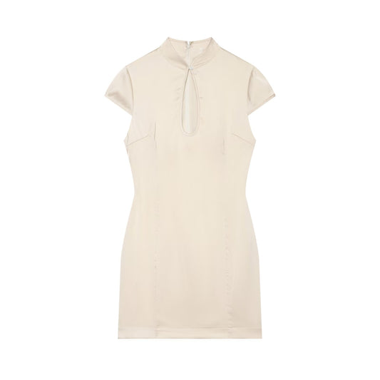 Women's satin textured Split mini dress