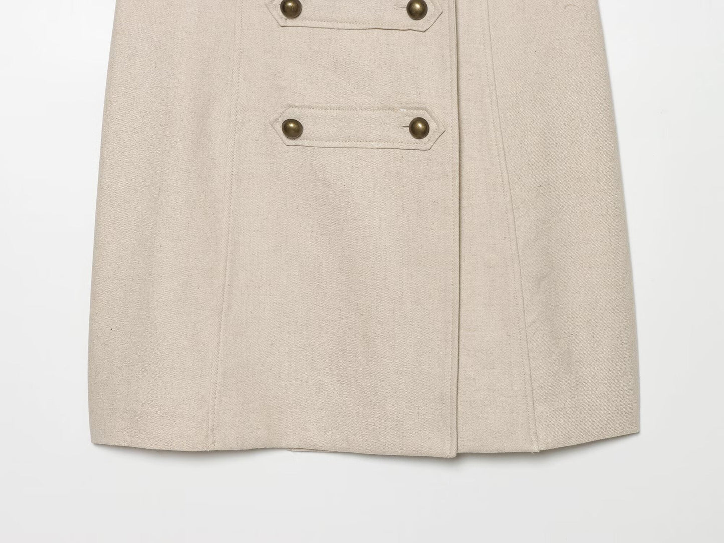 Women's rope knot buckle linen blended mini dress