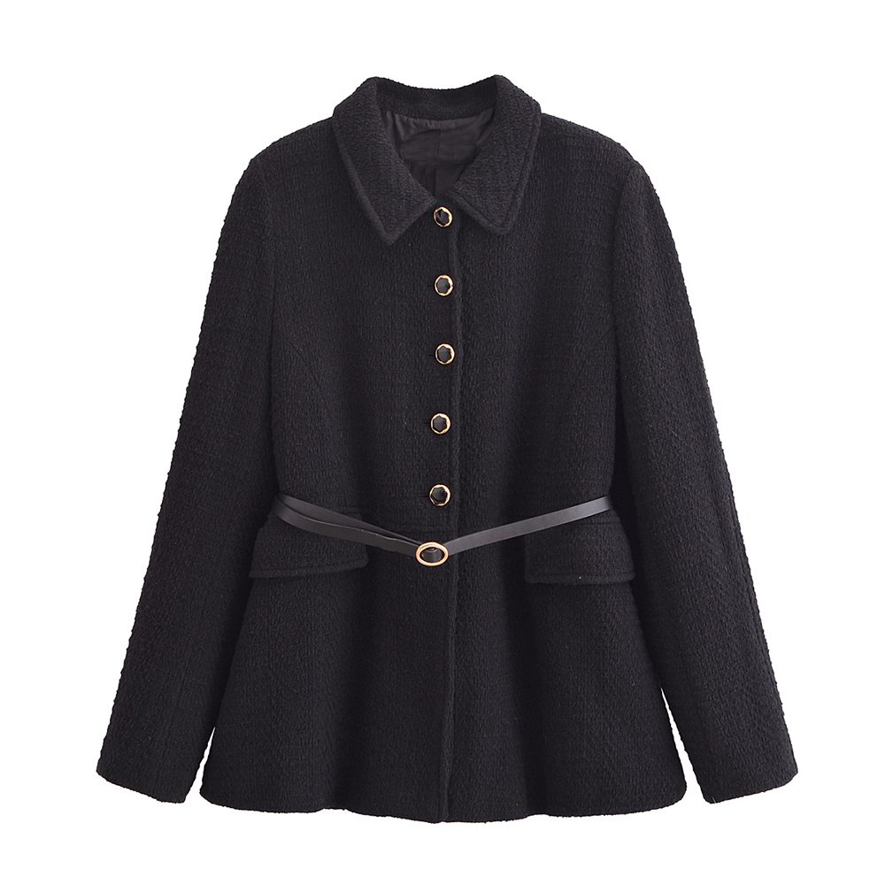 Women's with belt textured jacket Coat