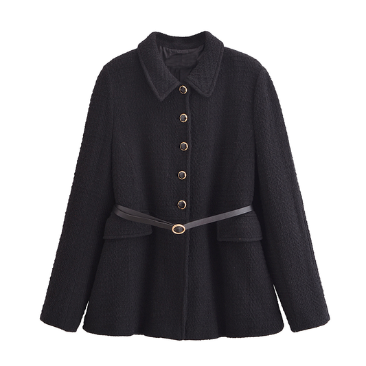 Women's with belt textured jacket Coat
