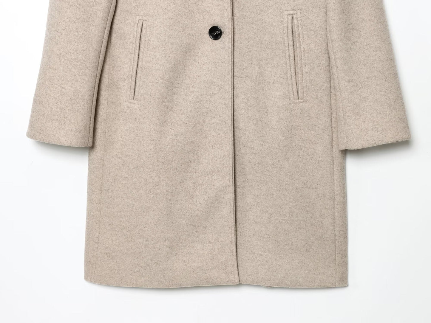 Women's New Fashion with Shoulder Pads Long Style Soft Texture Woolen Coat