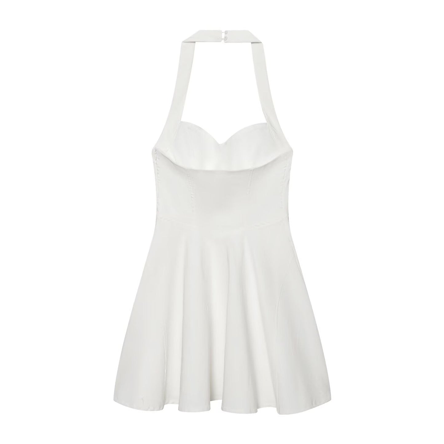 Women's sleeveless hanging neck wide hem dress