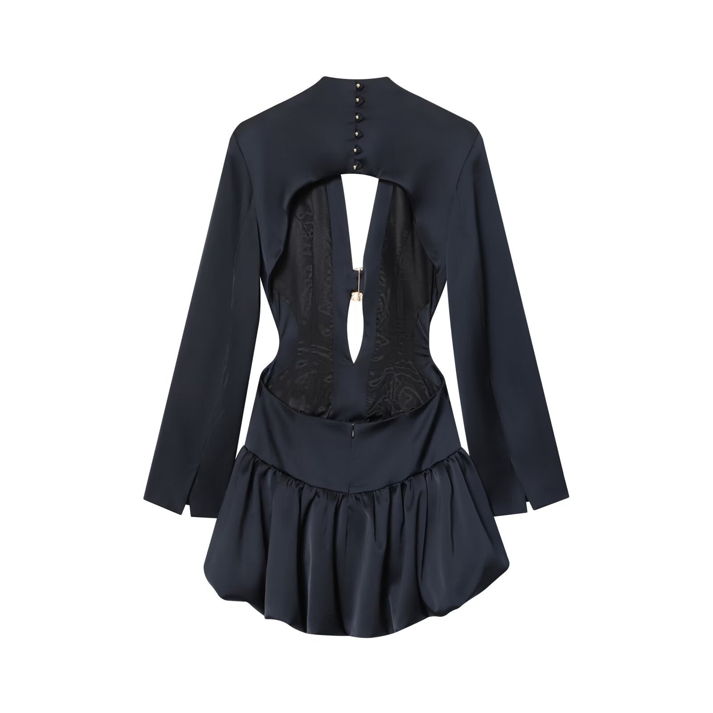 Women's backless design balloon version mini dress