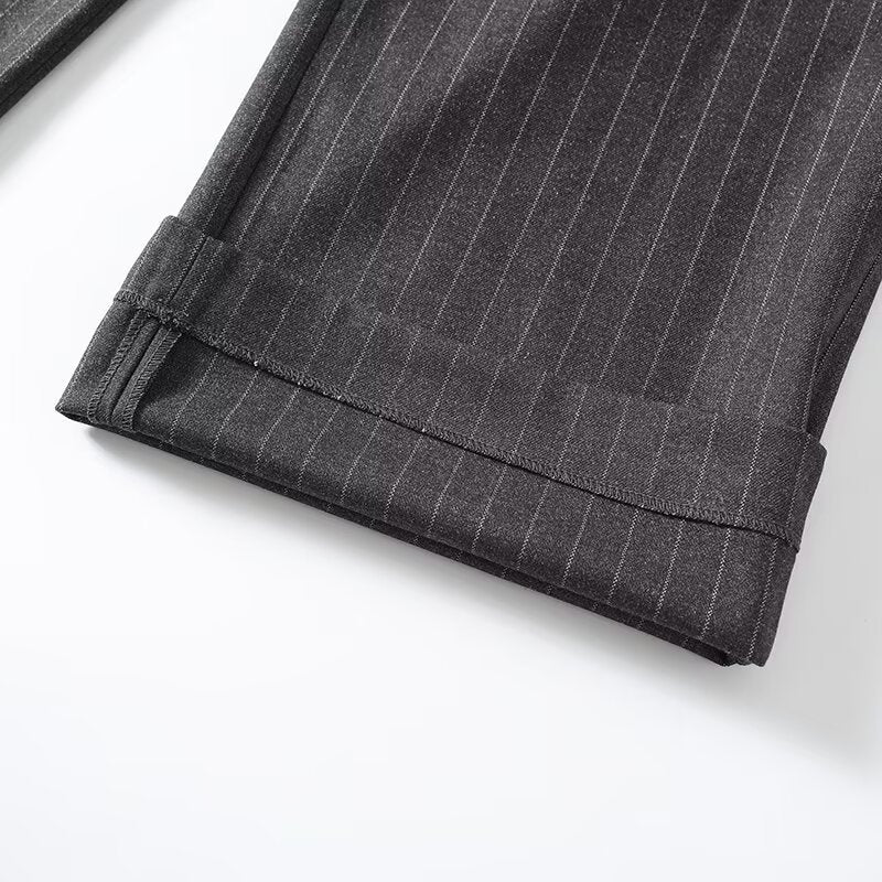 Women's loose Fine striped casual wide leg pants