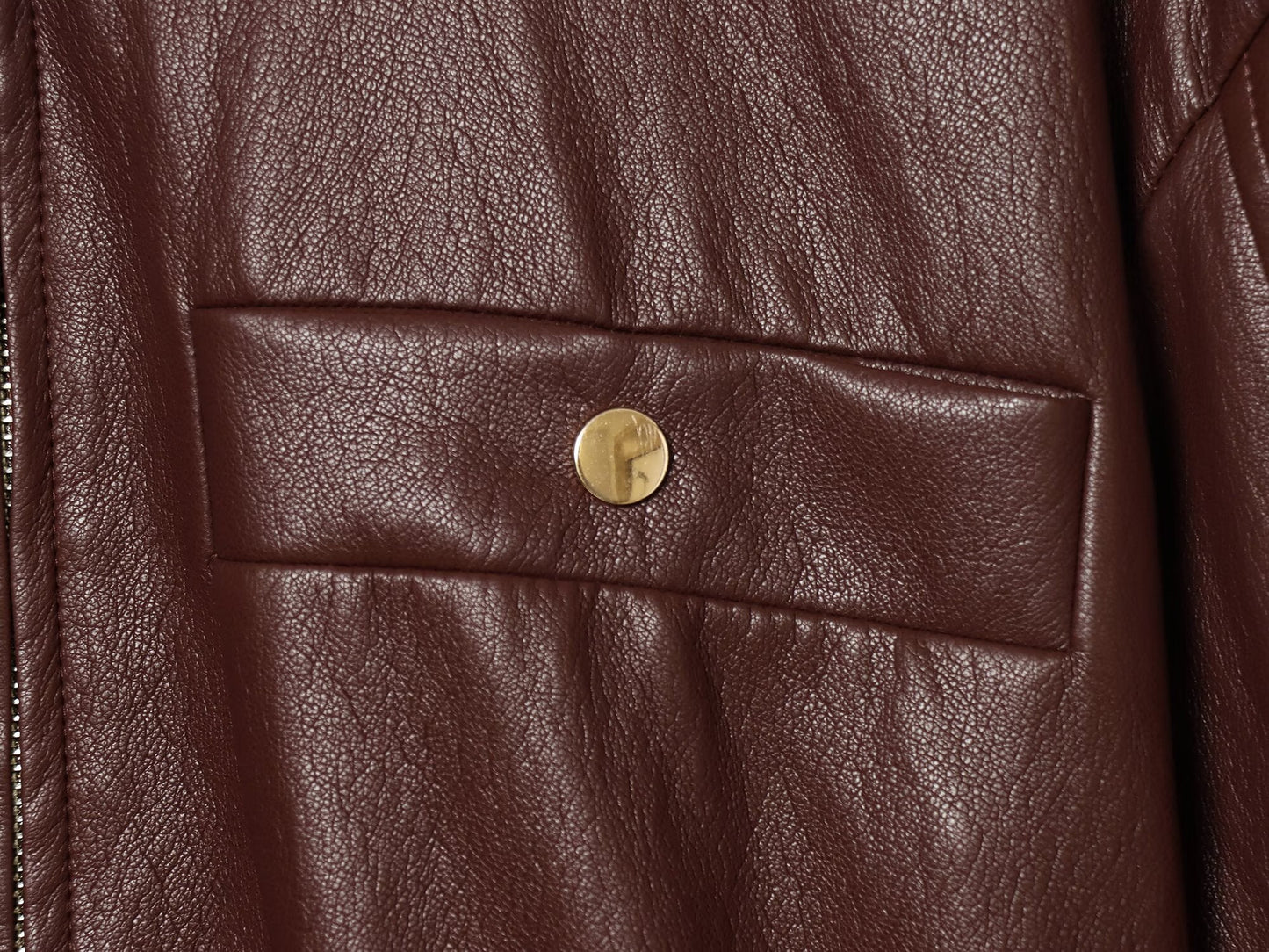 Women's elastic waist imitation leather jacket Coat