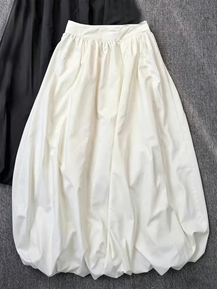 Women's new casual fluffy bud version long skirt