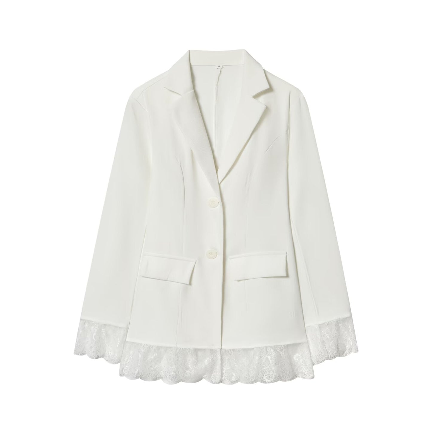 Women's waist cinched slim lace patchwork Blazer Coat