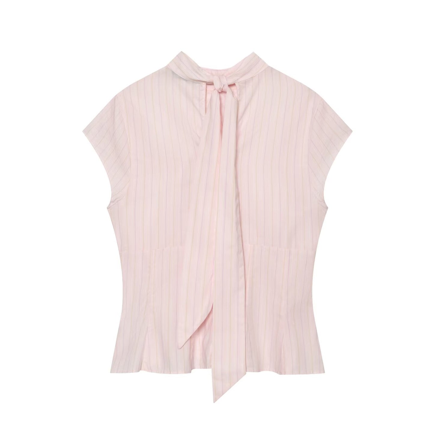 Women's bow decorated Split poplin top