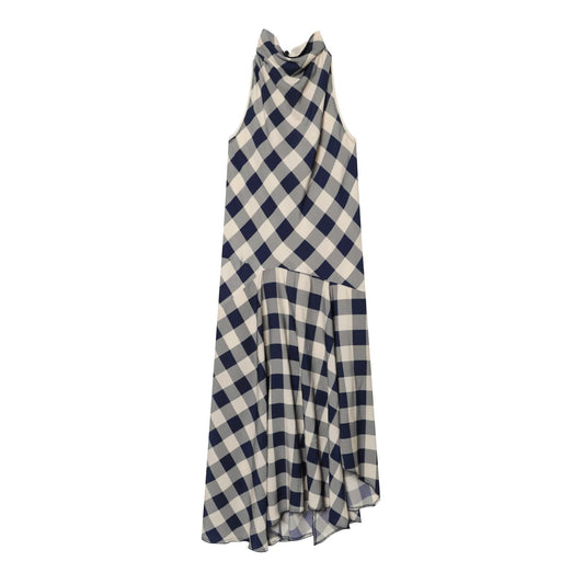 Women's plaid hanging collar MIDI dress