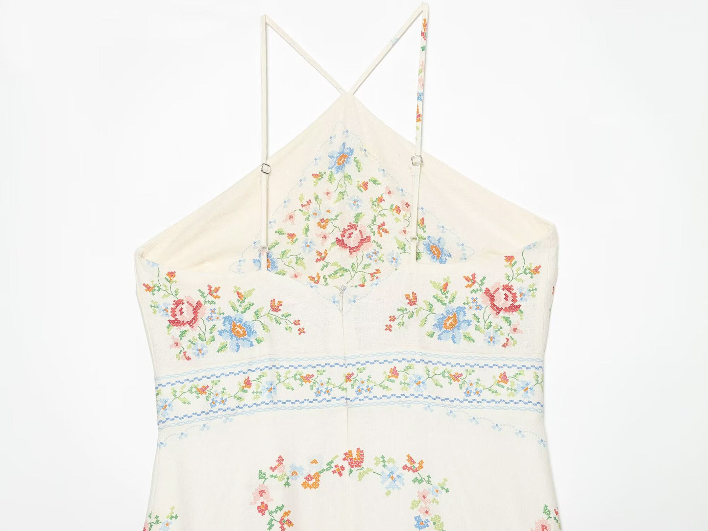 Women's linen blend printed MIDI dress