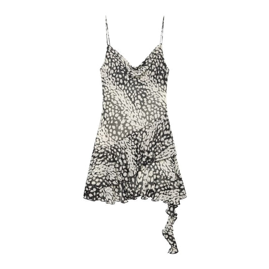 Women's asymmetric printed suspender dress