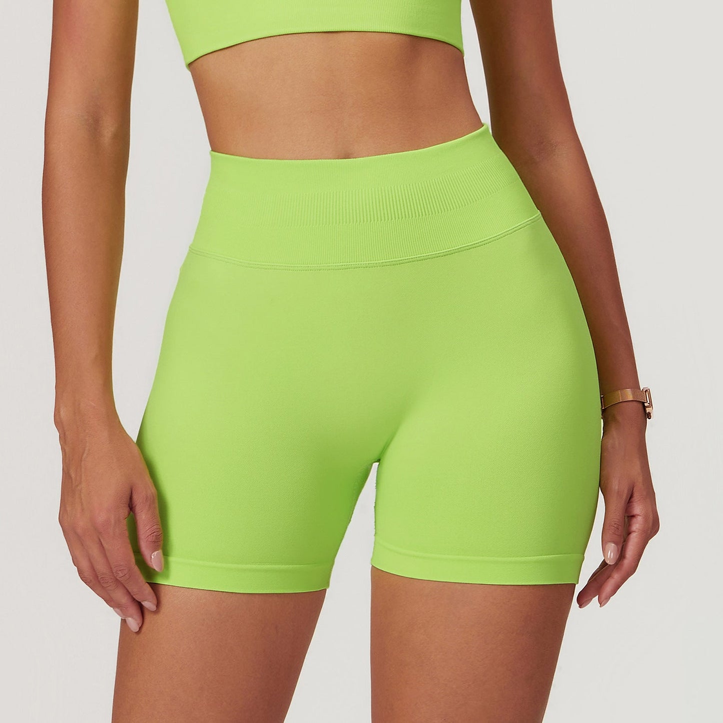 Women's New Fashion Seamless Yoga Breathable Sports Vest Seamless High Waist Yoga Shorts
