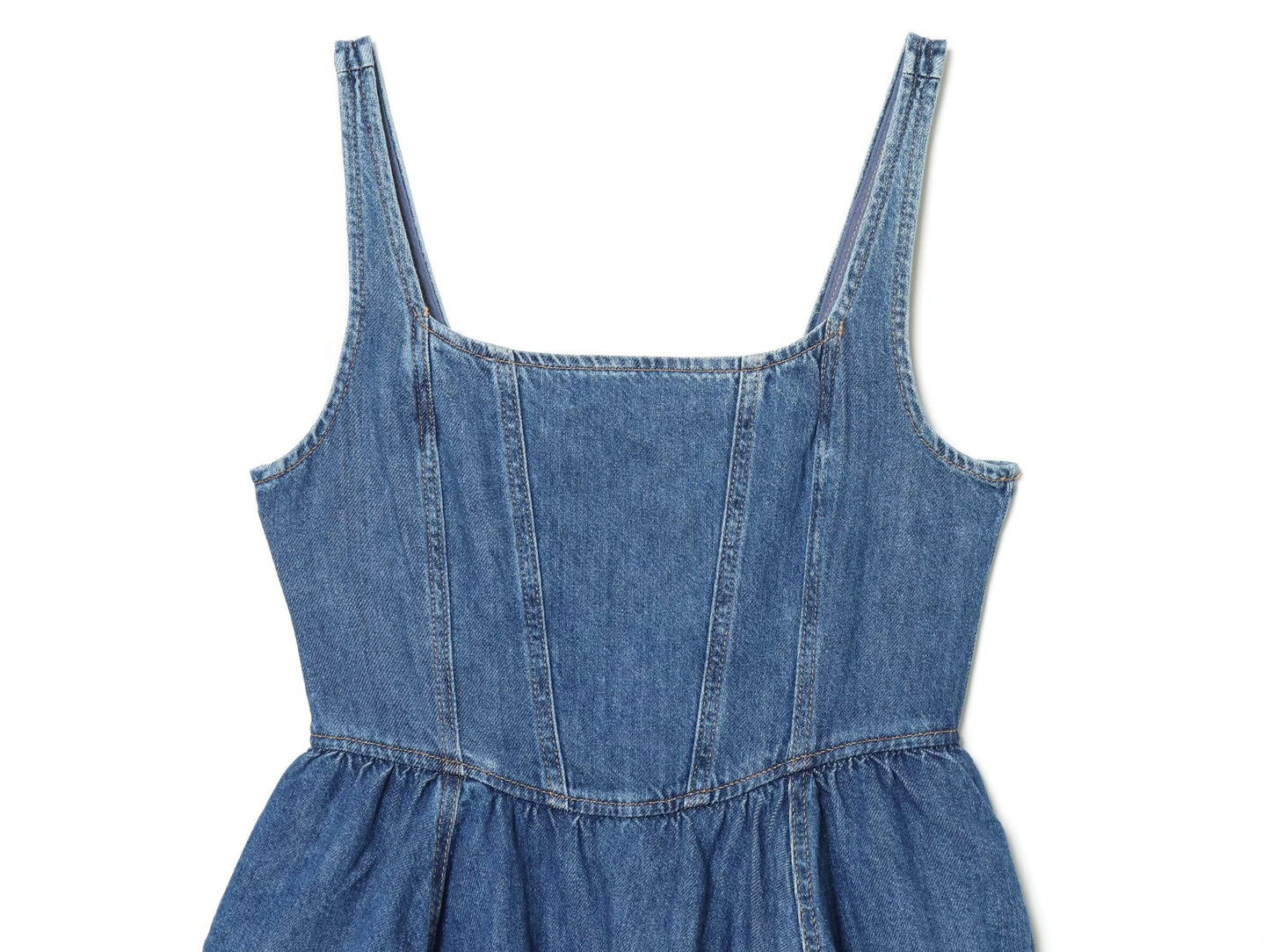 Women's layered decorative sleeveless denim mini dress