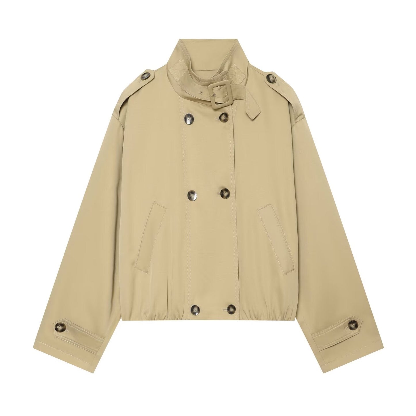Women's short double breasted windbreaker Coat