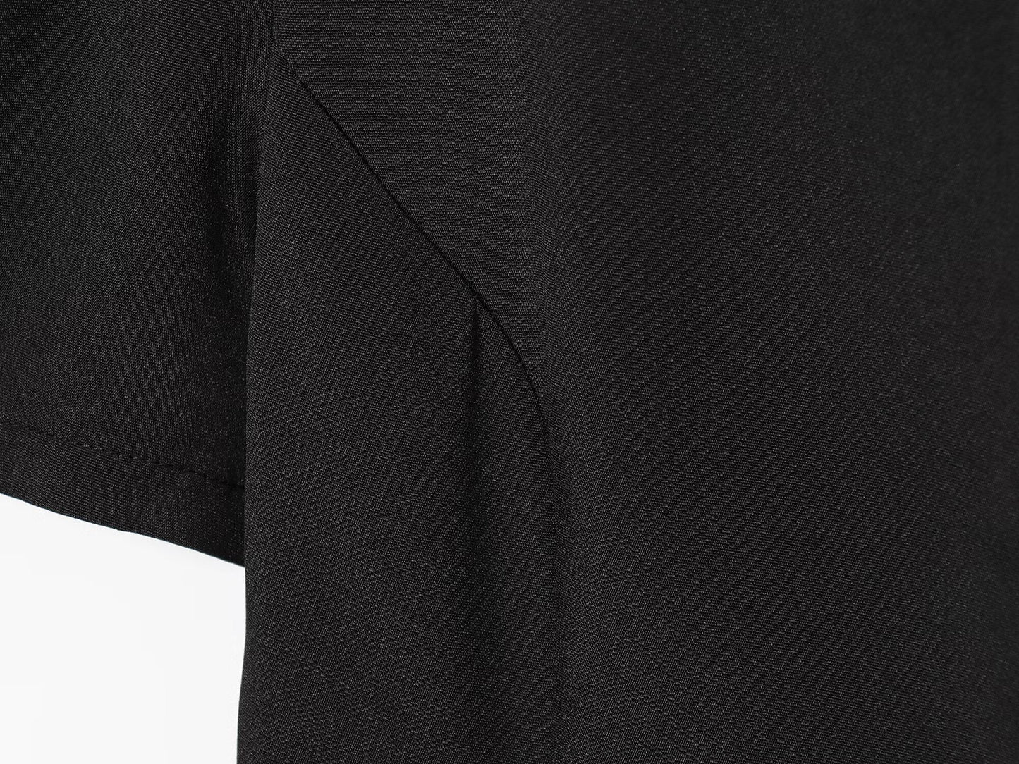 Women's black short sleeved pleated mini dress