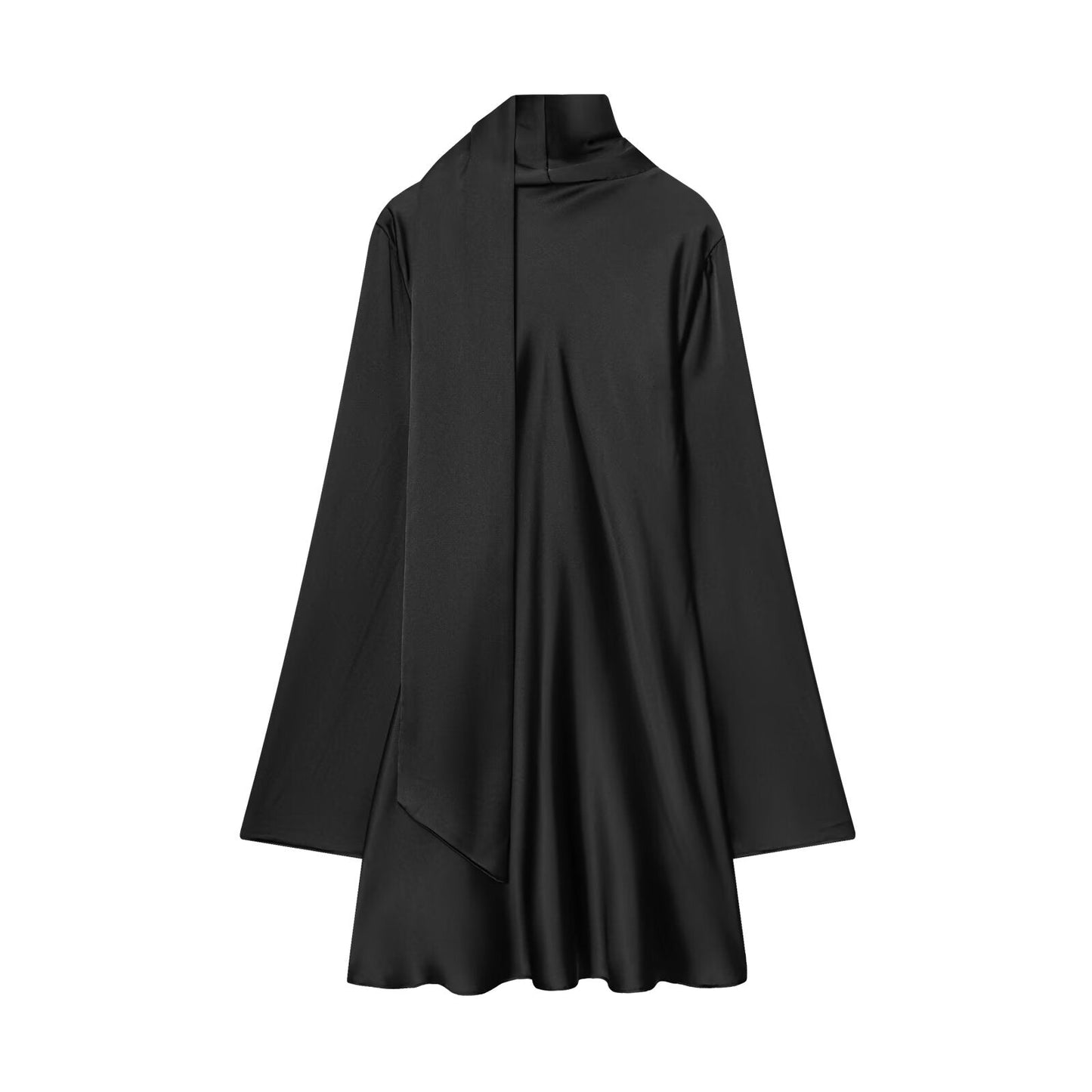 Women's new scarf decoration satin texture mini dress