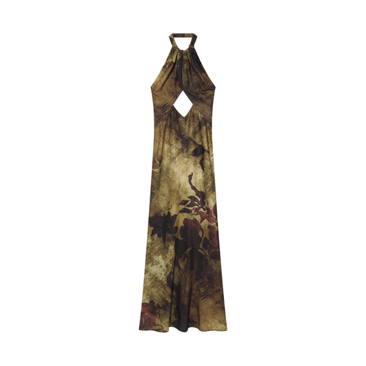 Women's printed halter neck dress