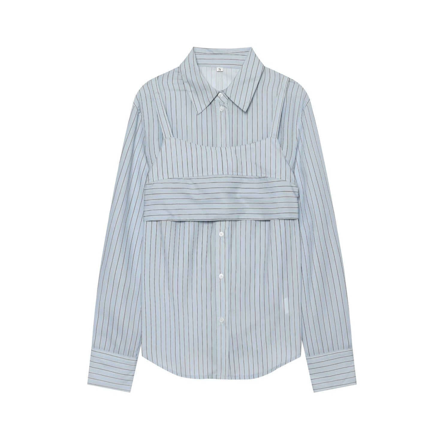 Women's layered decorative striped shirt