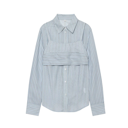 Women's layered decorative striped shirt