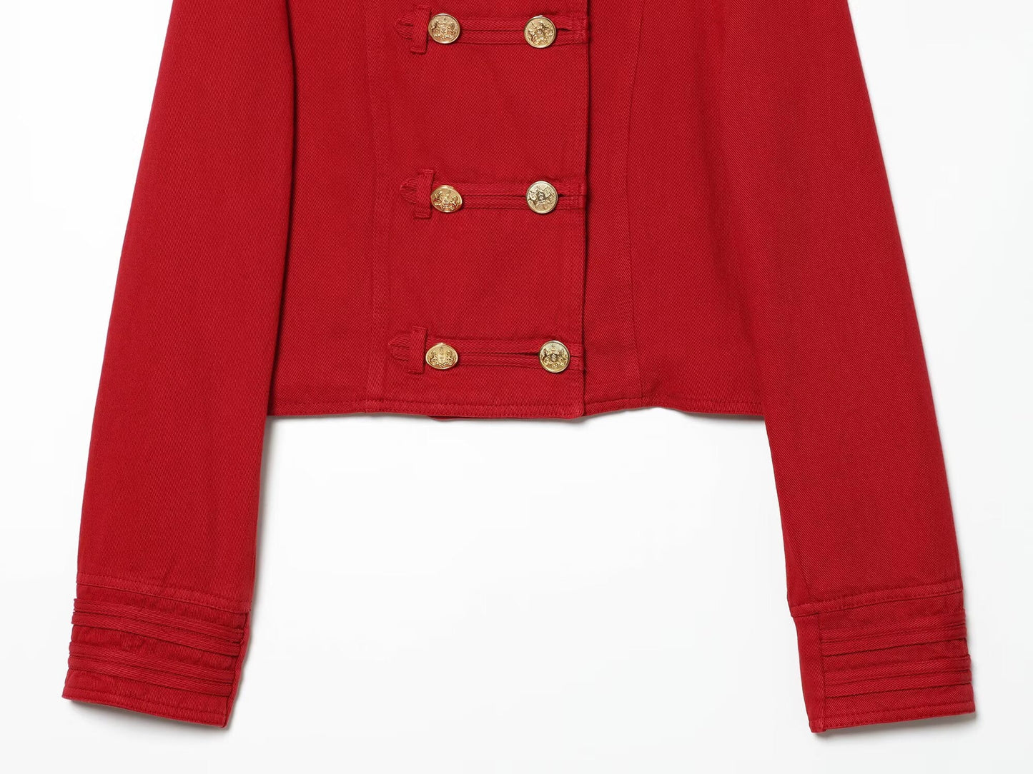 Women's button decoration short slim jacket Coat