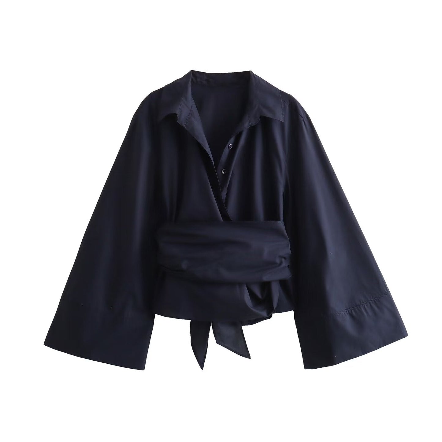 Women's bow decoration casual poplin shirt