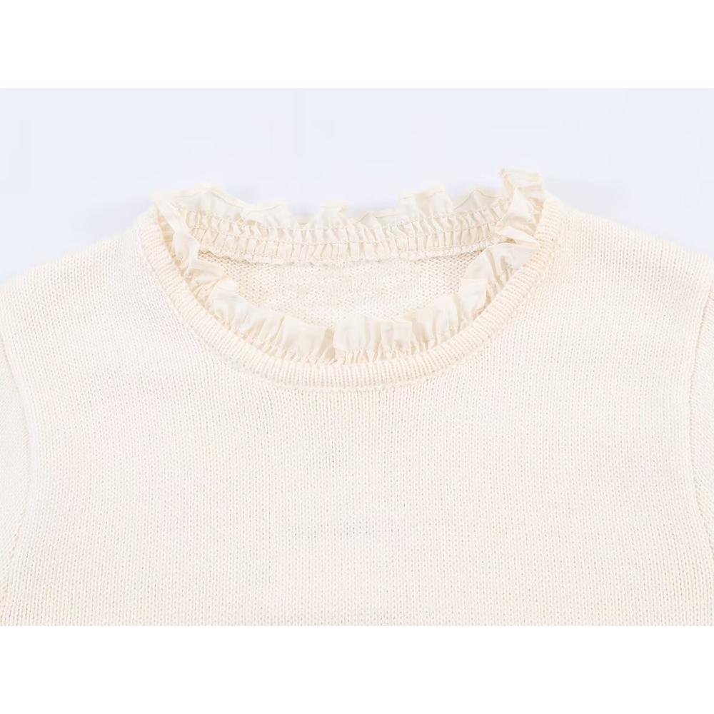 Women's O-Neck short sleeved patchwork knit shirt