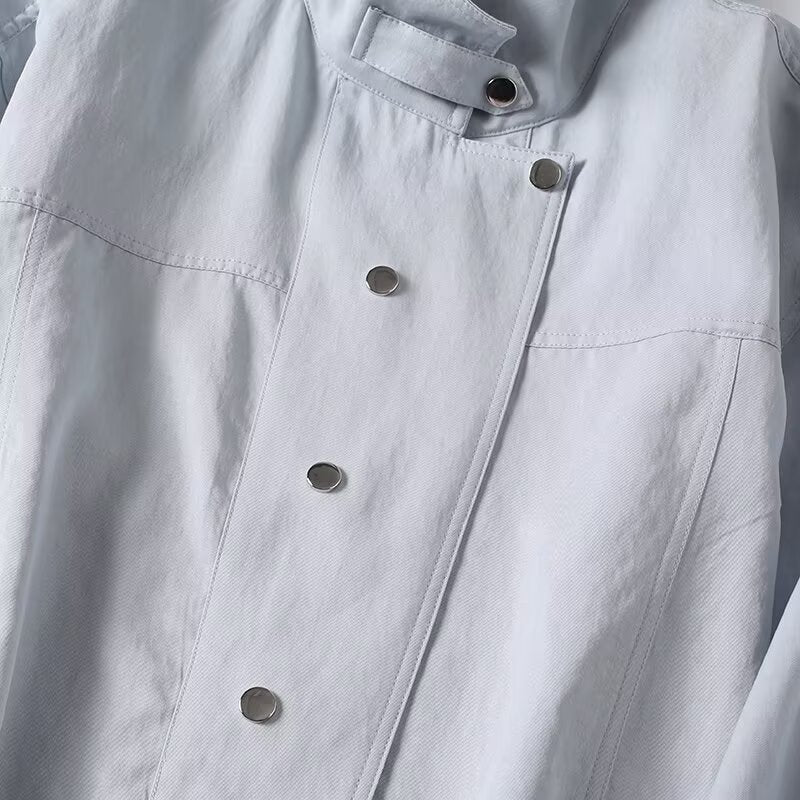 Women's loose high neck long sleeved shirt