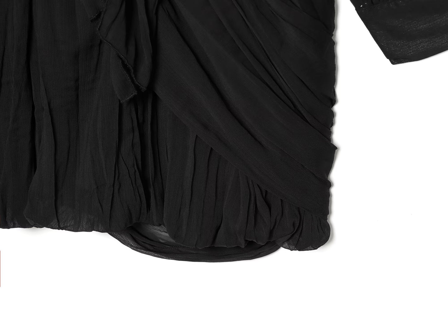 Women's long sleeved drape pleated mini dress